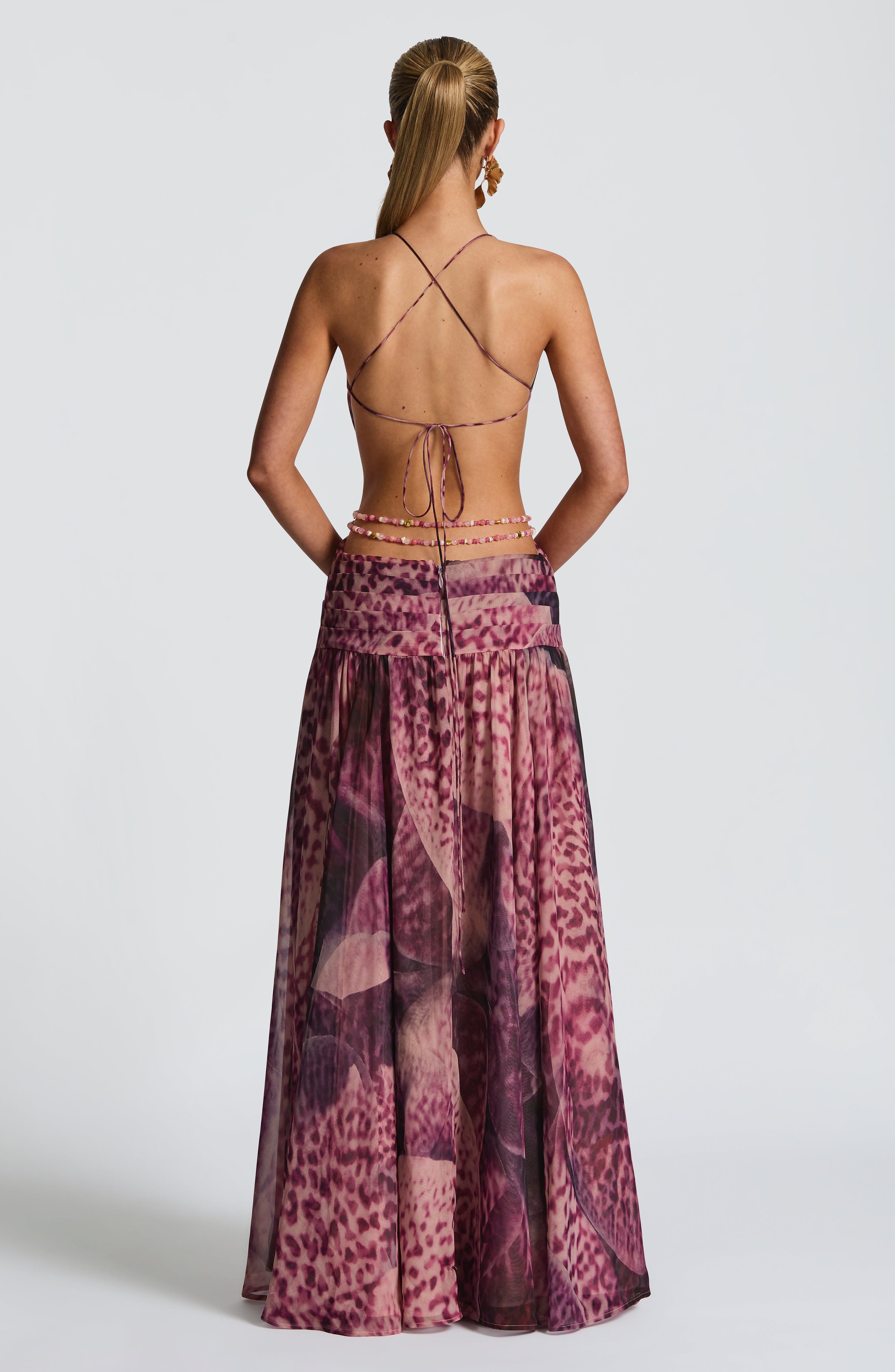 Hailey Maxi Dress - Magenta Orchid Print
