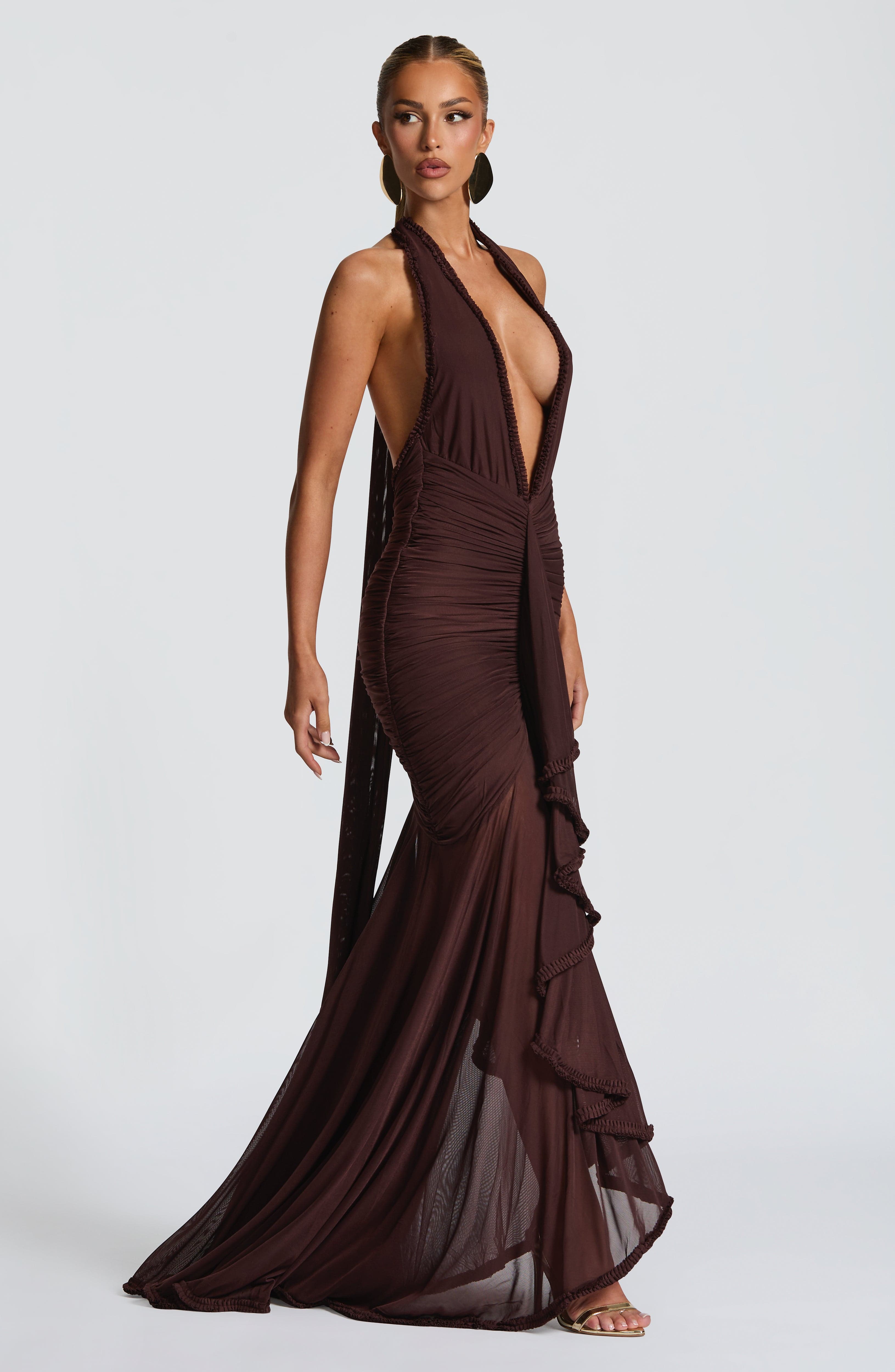 Freya Maxi Dress - Plum Brown
