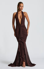 Freya Maxi Dress - Plum Brown