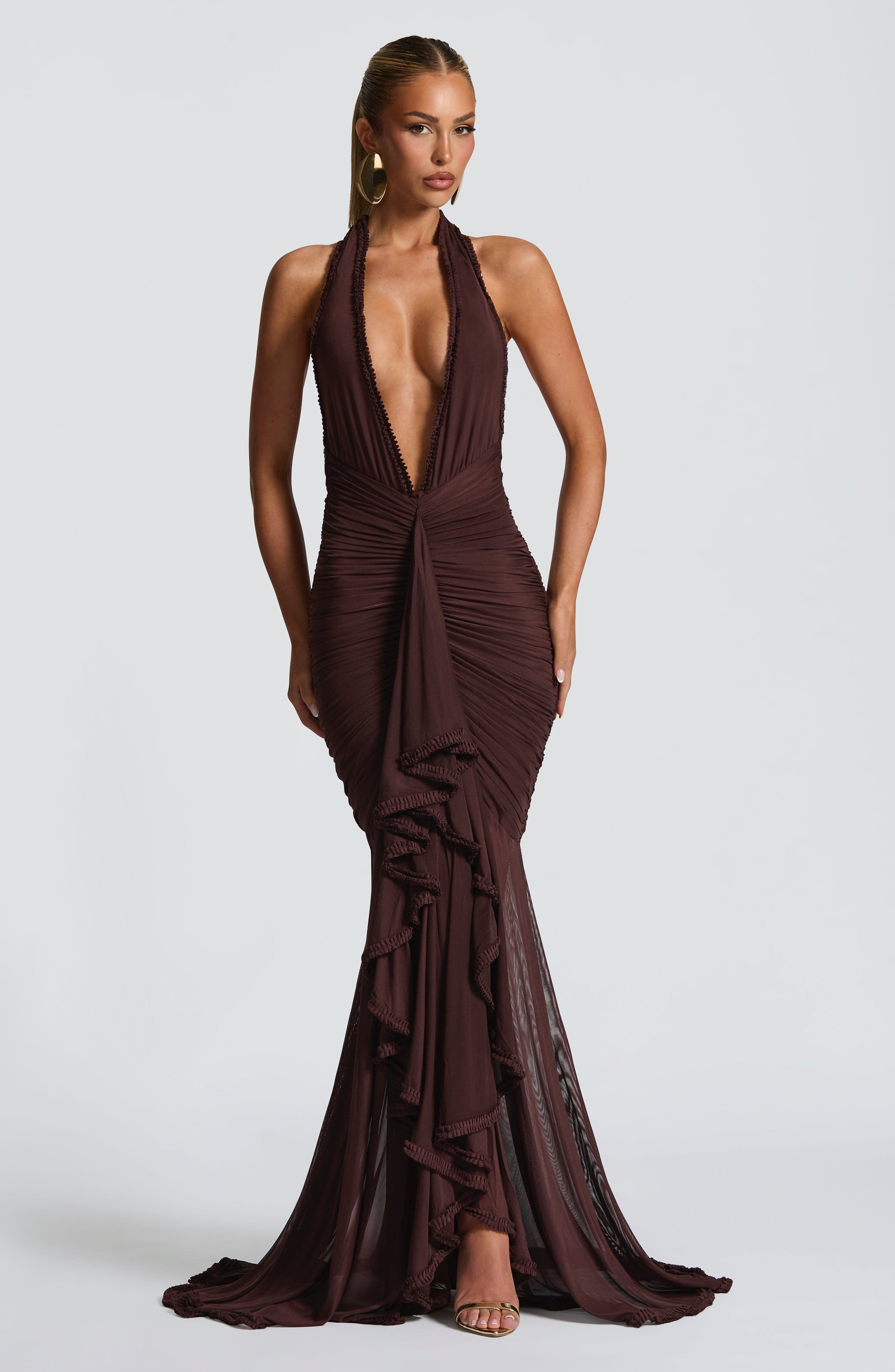 Freya Maxi Dress - Plum Brown