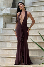 Freya Maxi Dress - Plum Brown