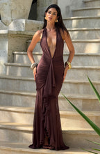 Freya Maxi Dress - Plum Brown