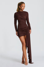 Isla Mini Dress - Plum Brown