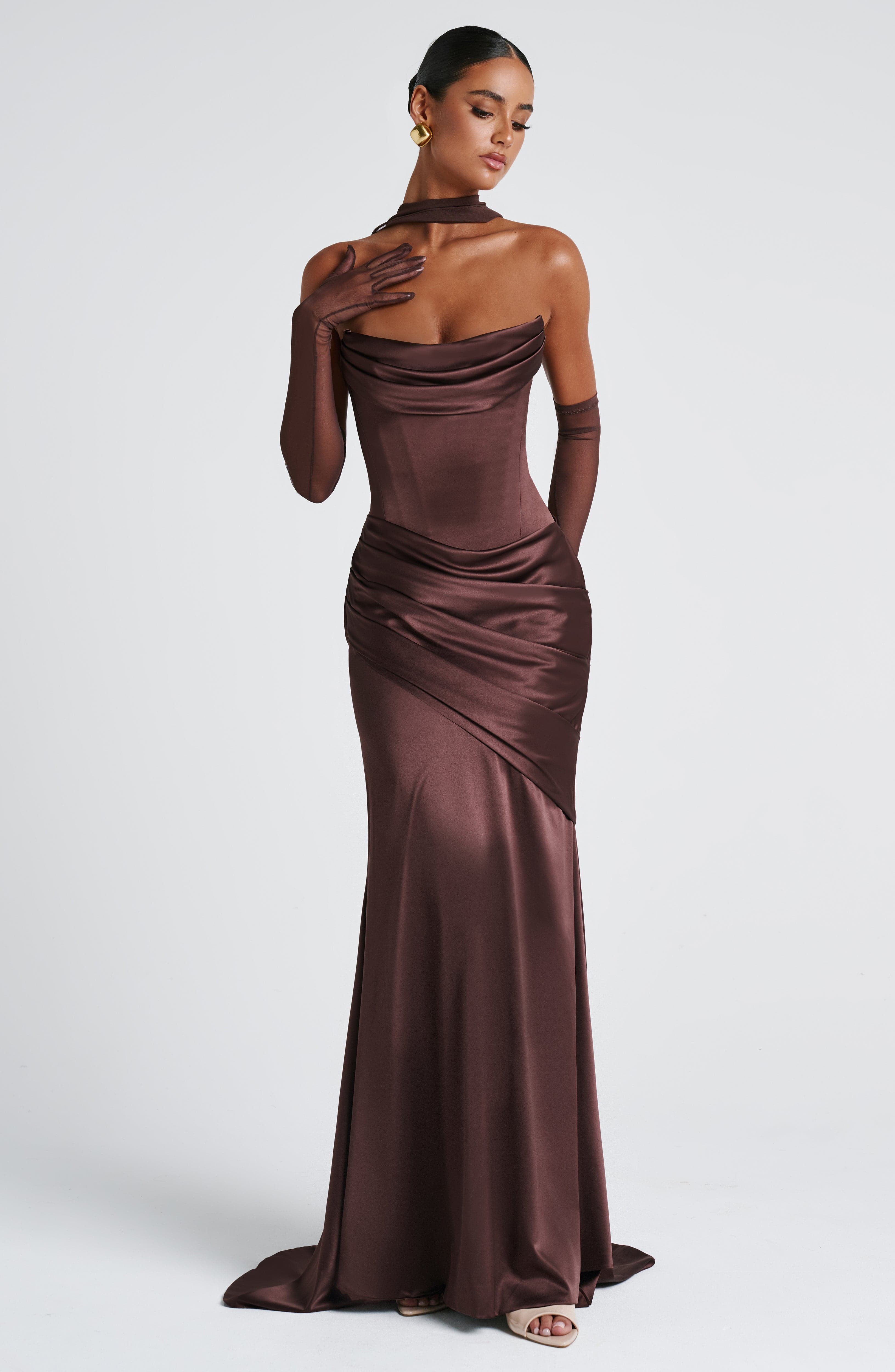 Thalia Maxi Dress - Plum Brown