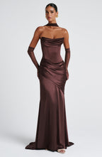 Thalia Maxi Dress - Plum Brown