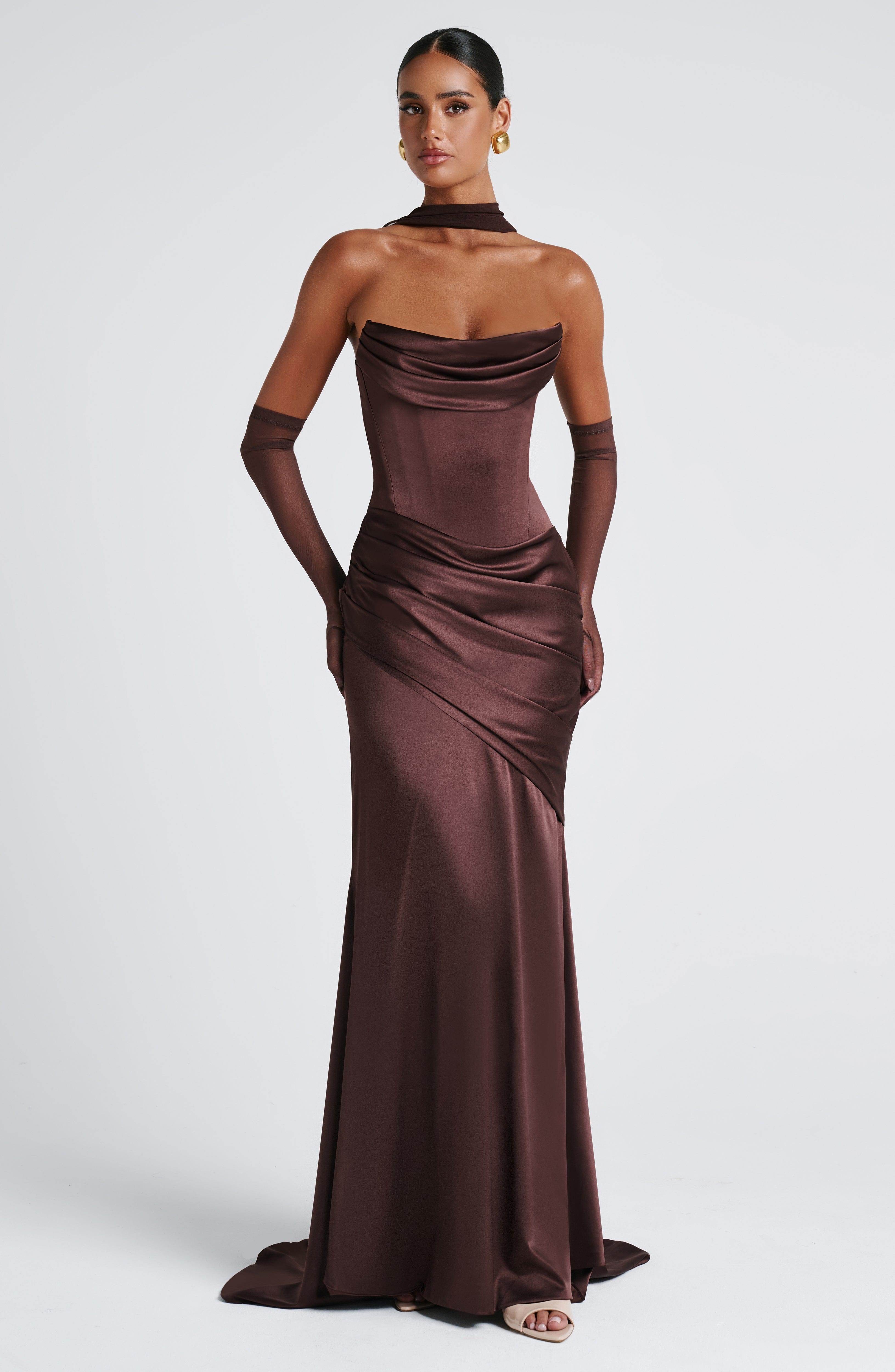Thalia Maxi Dress - Plum Brown
