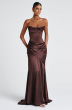 Thalia Maxi Dress - Plum Brown