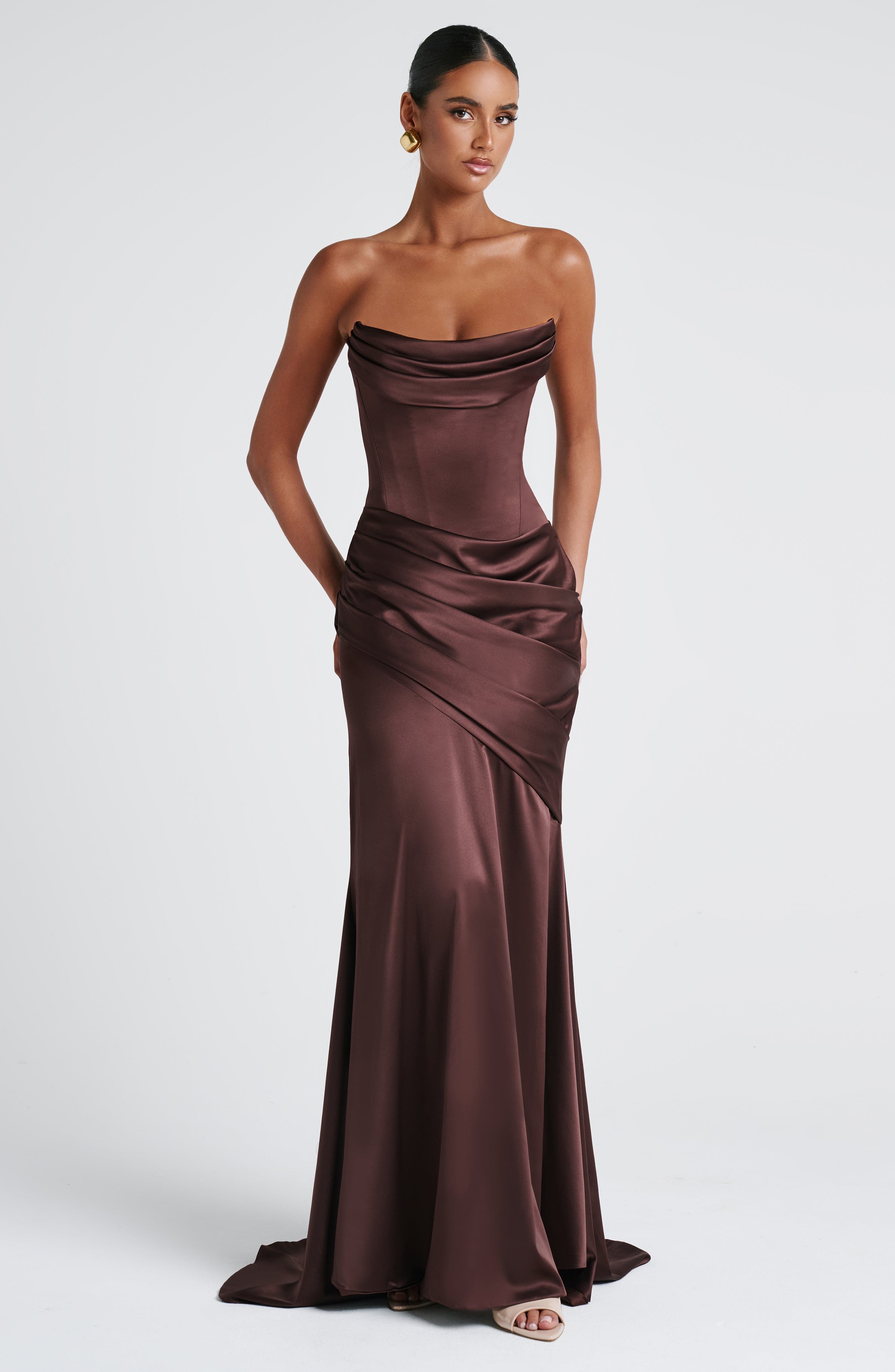 Thalia Maxi Dress - Plum Brown