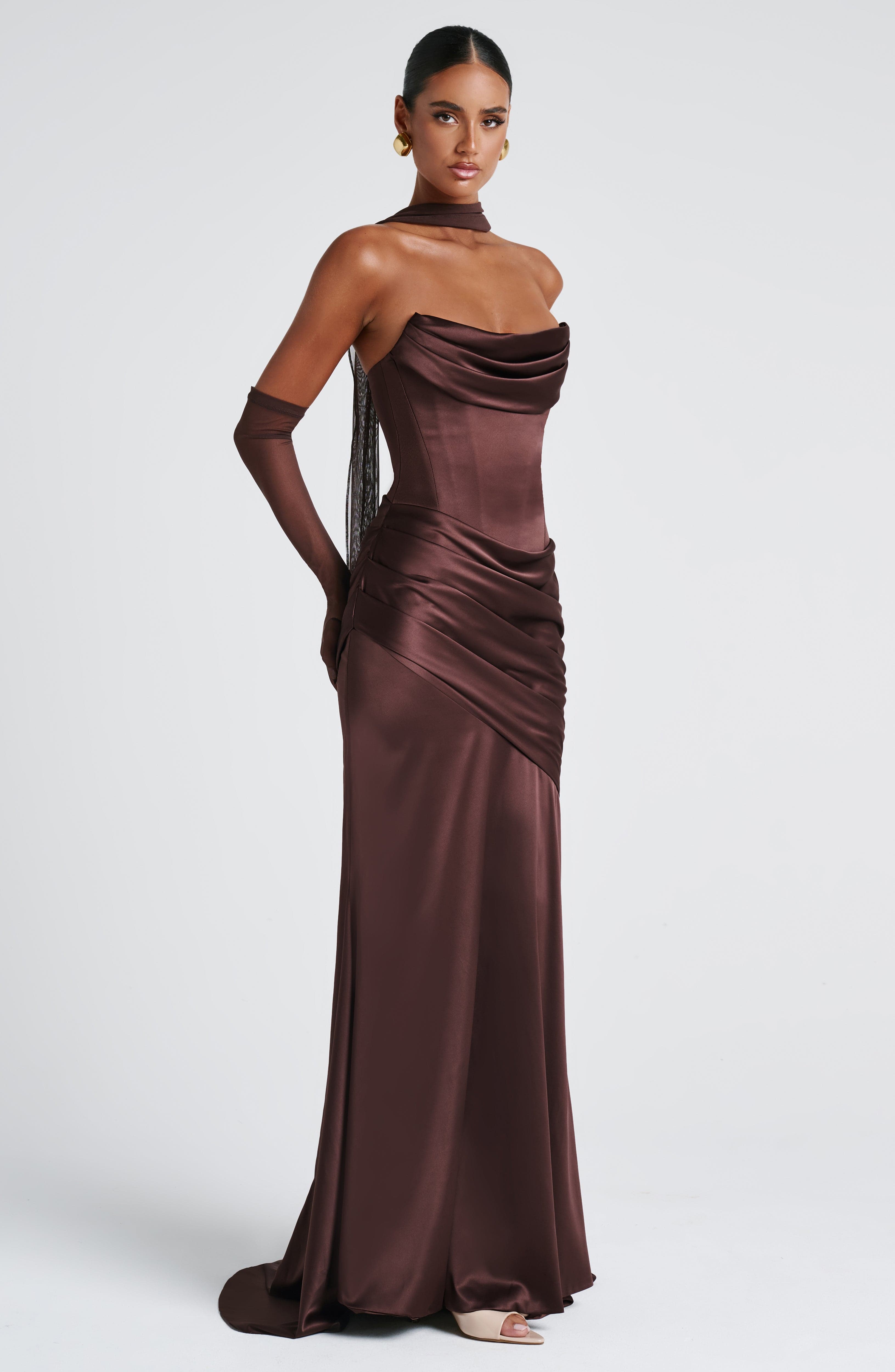 Thalia Maxi Dress - Plum Brown