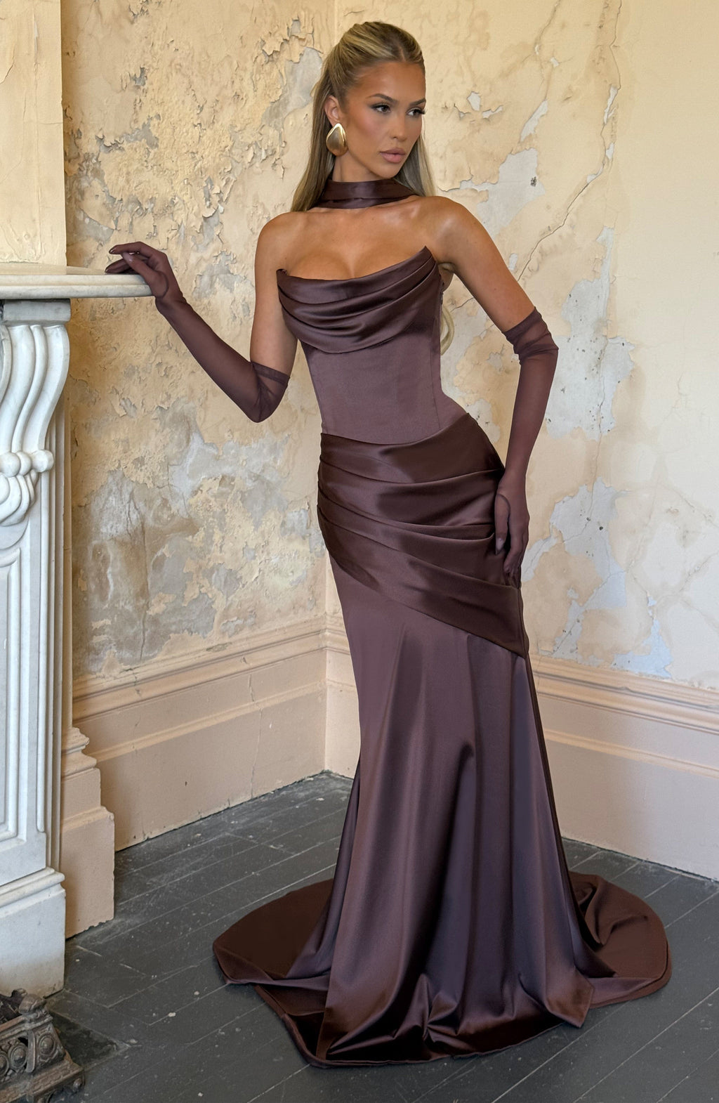 Thalia Maxi Dress - Plum Brown