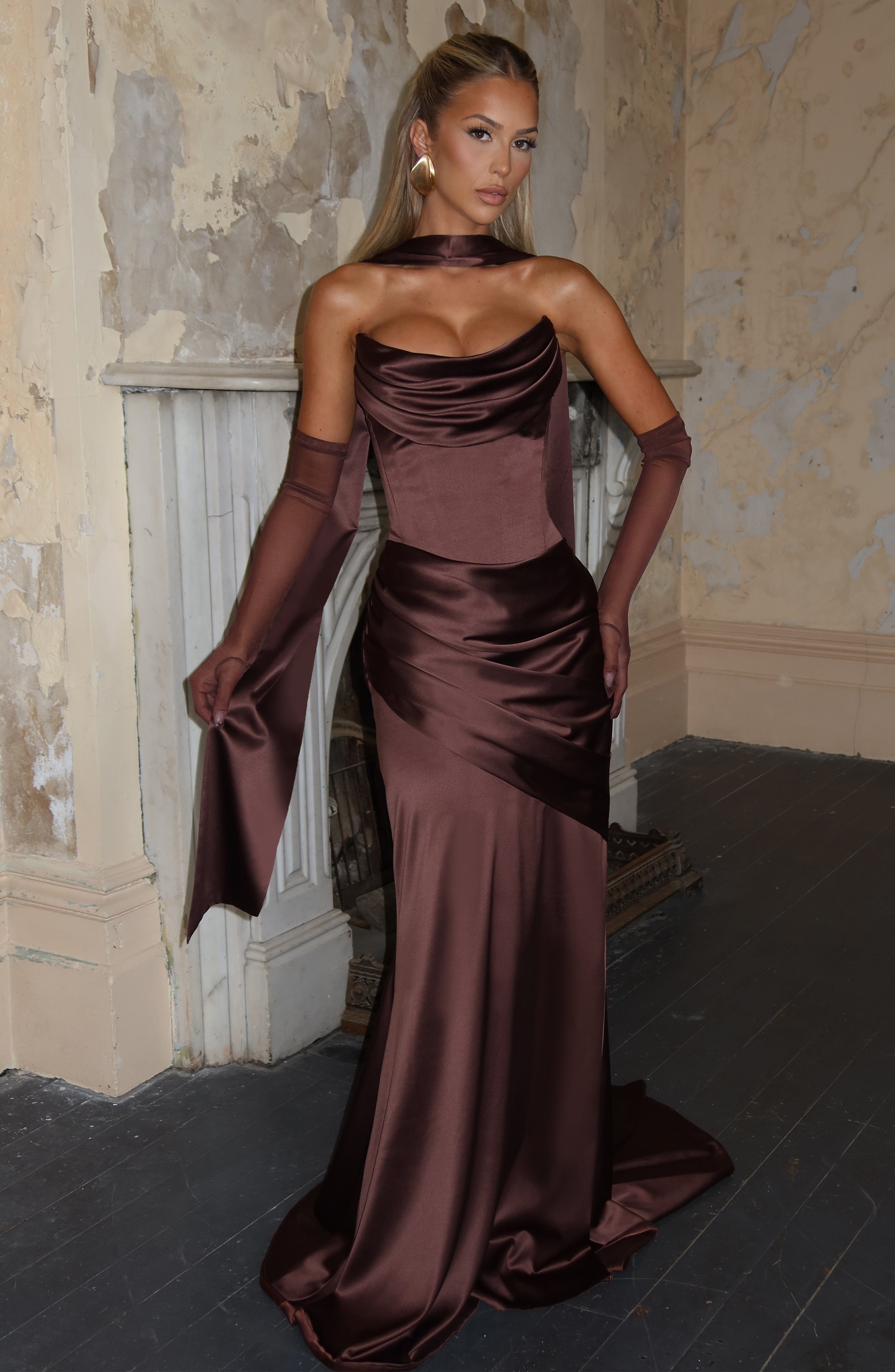 Thalia Maxi Dress - Plum Brown