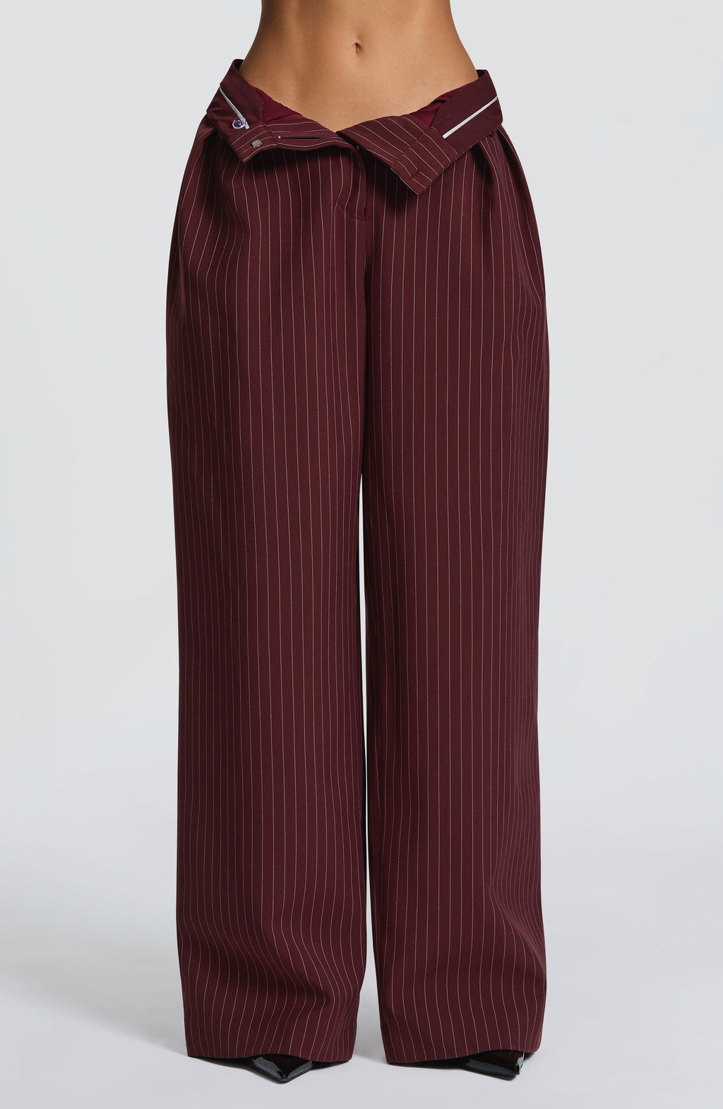 Natalie Pants - Burgundy Pinstripe