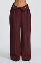 Natalie Pants - Burgundy Pinstripe