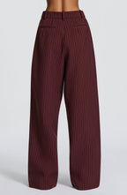Natalie Pants - Burgundy Pinstripe