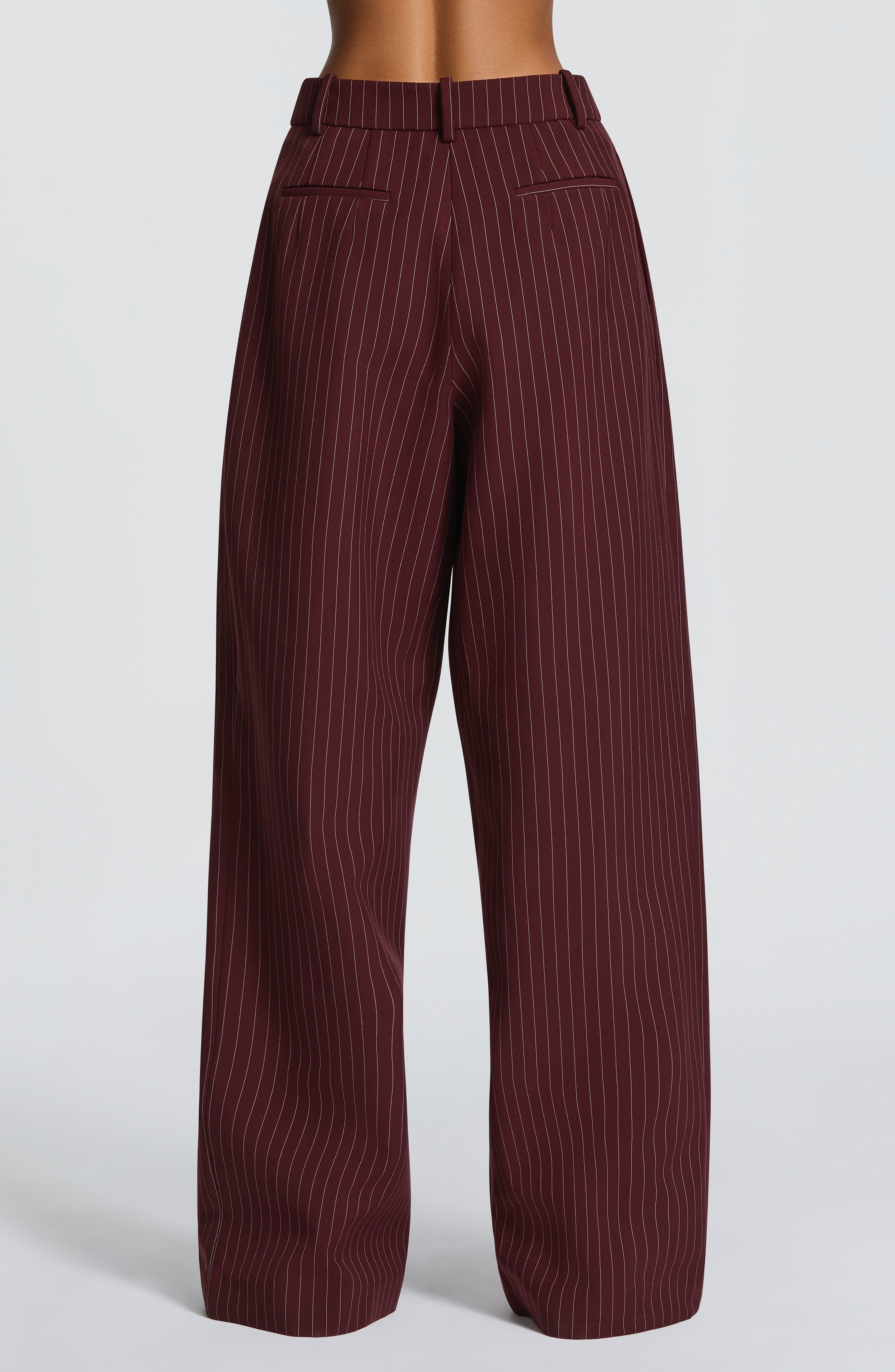 Natalie Pants - Burgundy Pinstripe