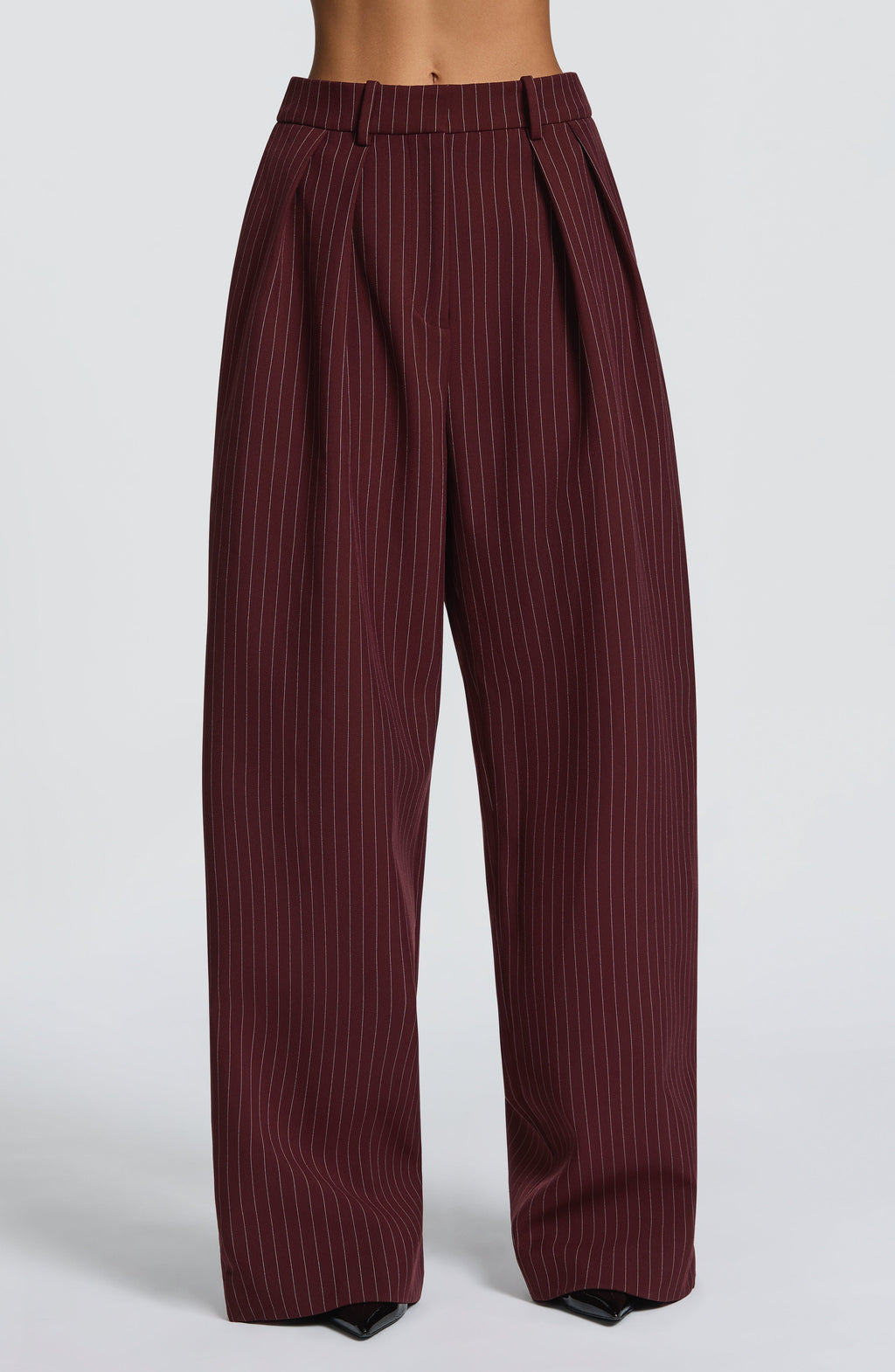Natalie Pants - Burgundy Pinstripe