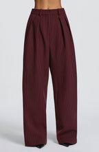 Natalie Pants - Burgundy Pinstripe