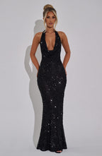 Gia Maxi Dress - Black Lined