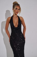 Gia Maxi Dress - Black Lined