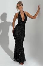 Gia Maxi Dress - Black Lined