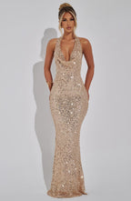 Gia Maxi Dress - Gold Lined