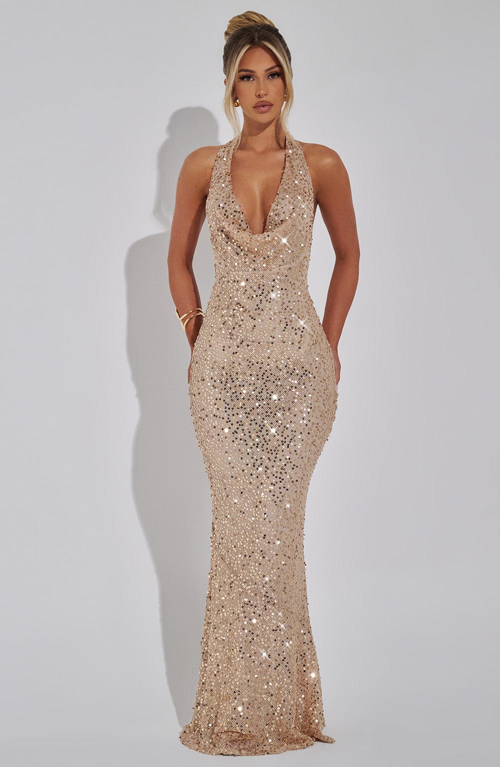 Gia Maxi Dress - Gold Lined