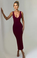 Freya Midi Dress - Burgundy