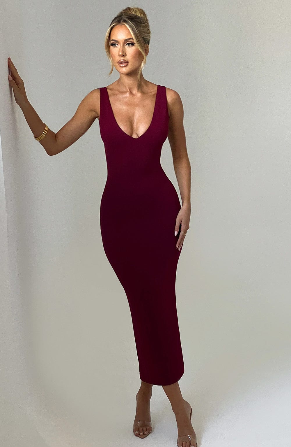 Freya Midi Dress - Burgundy