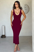 Freya Midi Dress - Burgundy