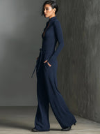 Sparkling Knit Zipper Front Jumpsuit