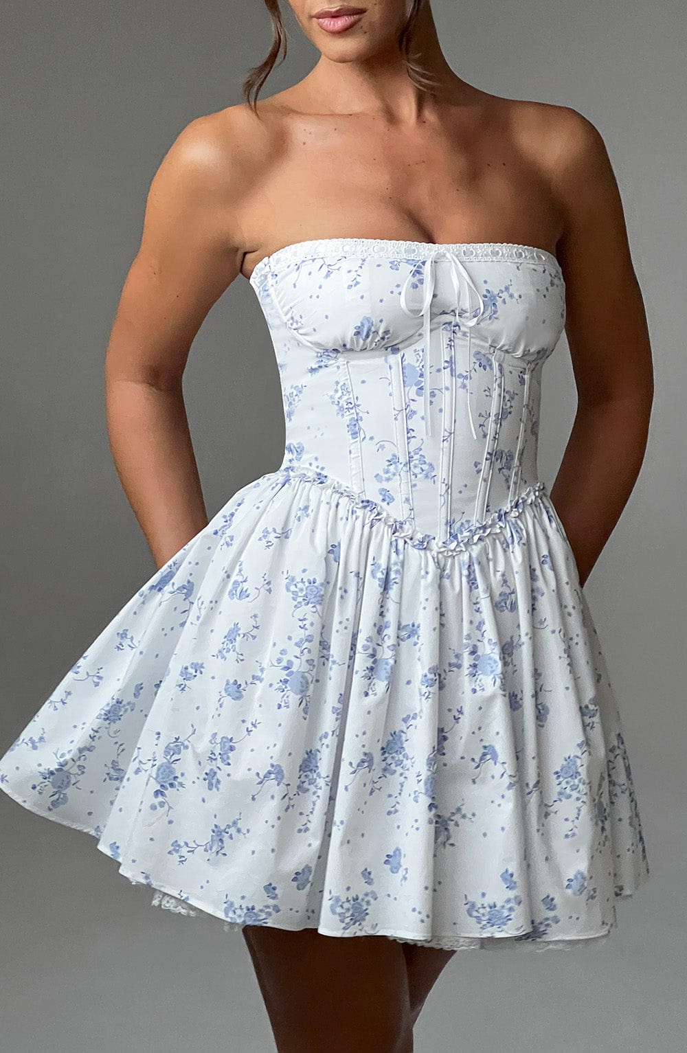 Daisy Mini Dress - Blue Ditsy Print