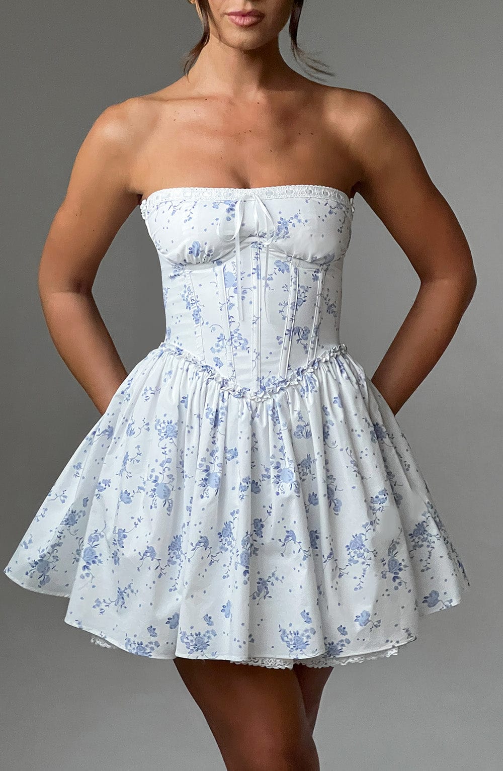 Daisy Mini Dress - Blue Ditsy Print