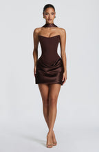 Freya Mini Dress - Plum Brown