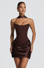 Freya Mini Dress - Plum Brown