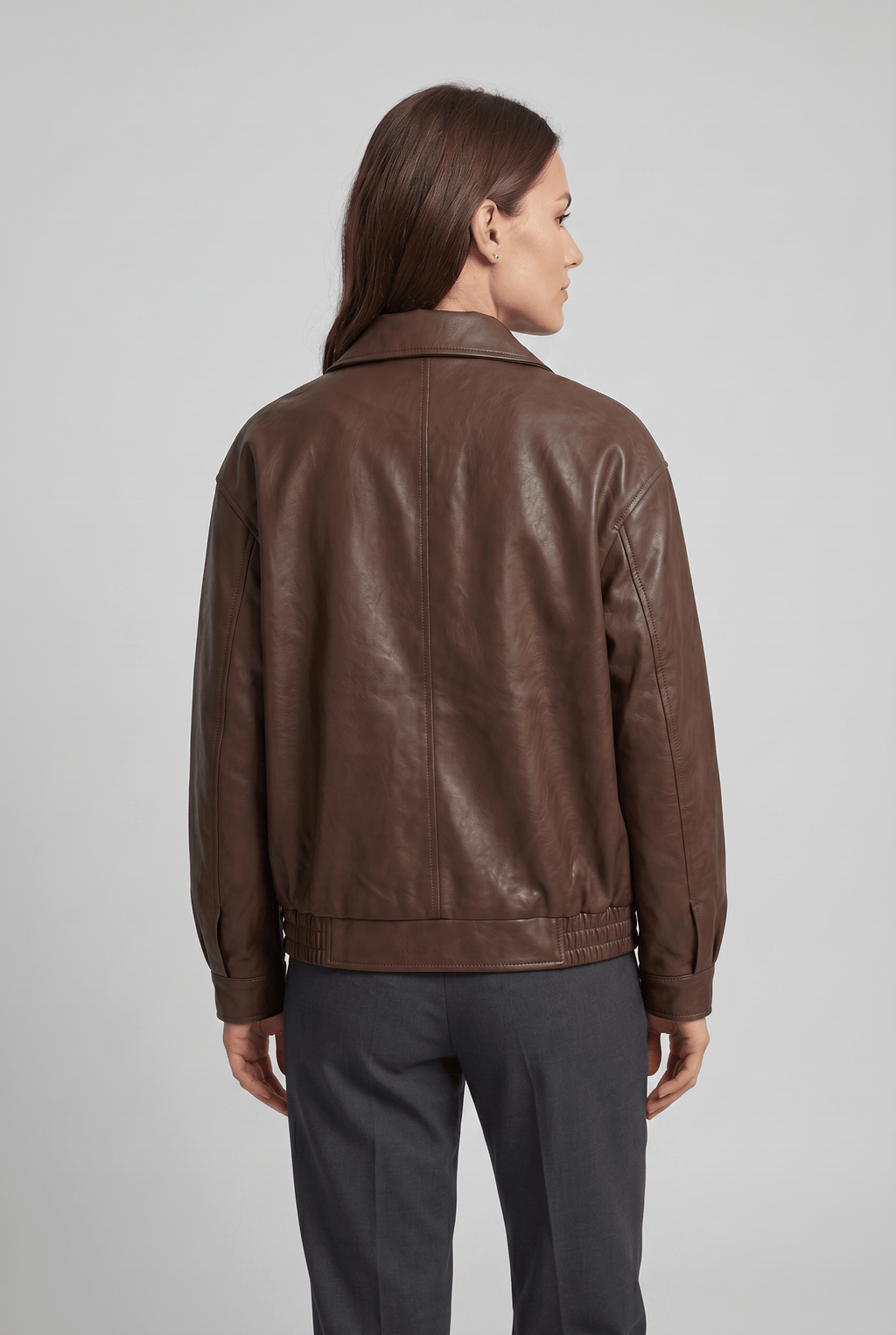 Women's Collared Oversized Zip Up Jacket | Vintage