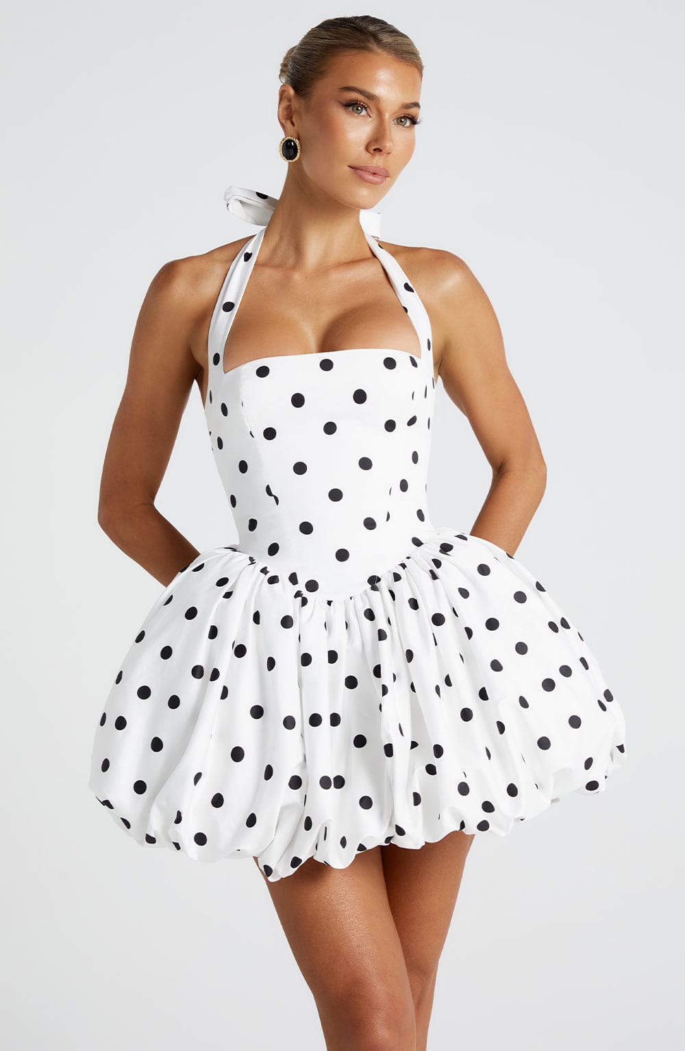 Chloe Mini Dress - Black Polka Dot Print