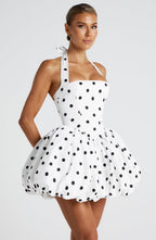 Chloe Mini Dress - Black Polka Dot Print