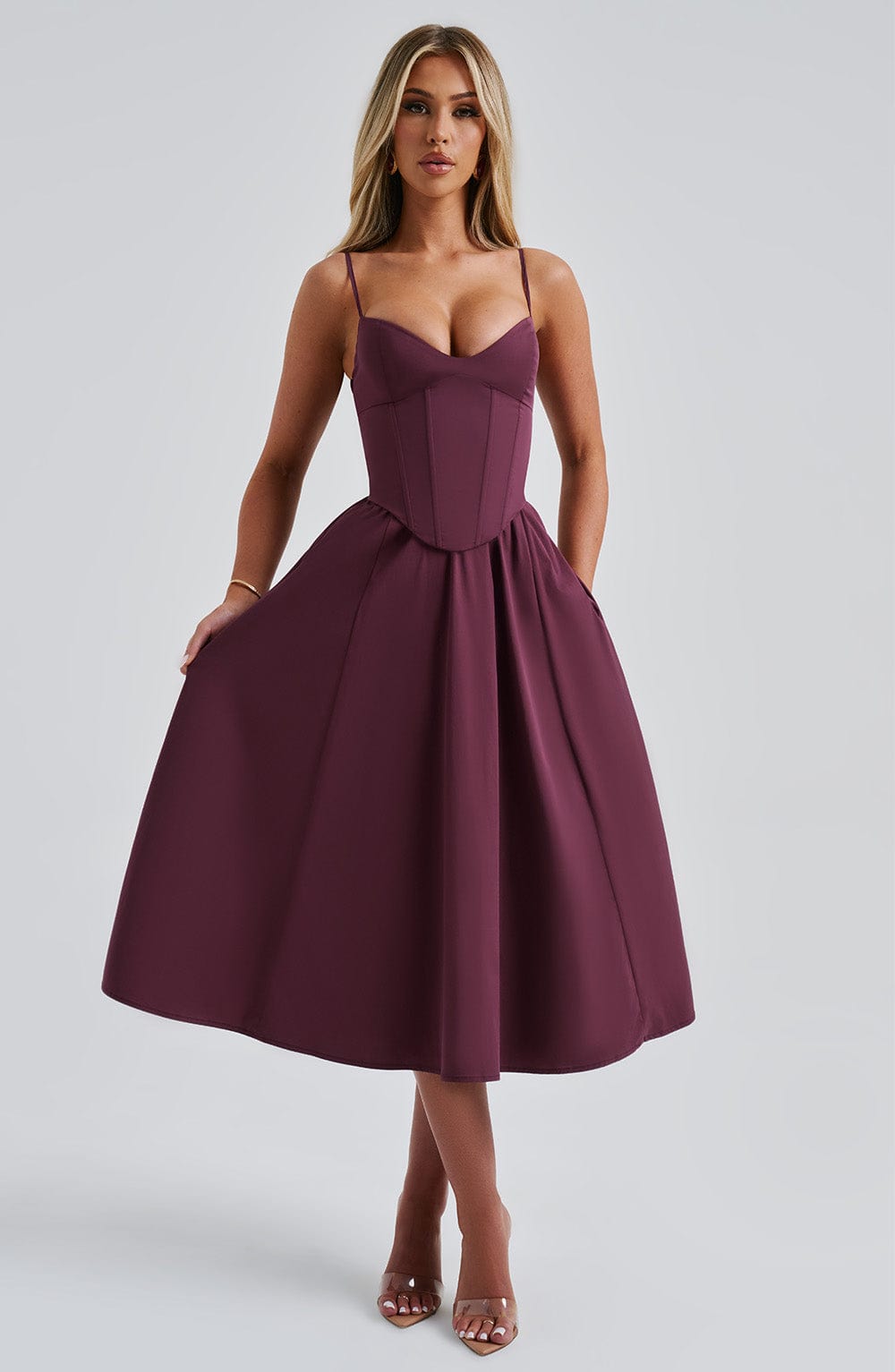 Rosie Midi Dress - Cherry Lacquer