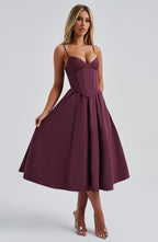 Rosie Midi Dress - Cherry Lacquer
