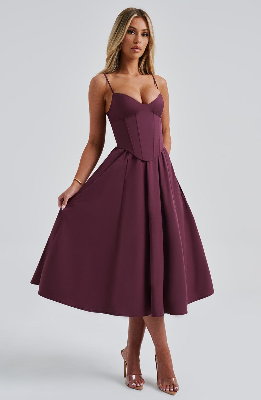 Rosie Midi Dress - Cherry Lacquer