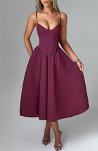 Rosie Midi Dress - Cherry Lacquer