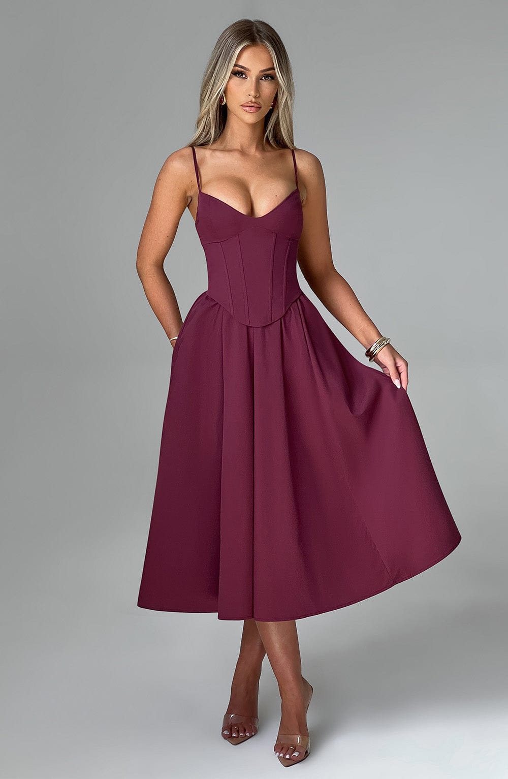 Rosie Midi Dress - Cherry Lacquer