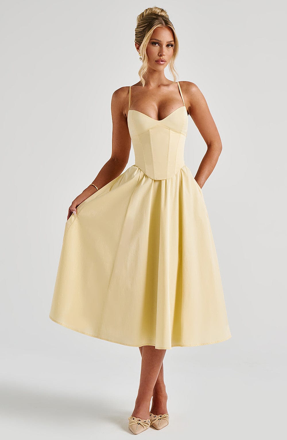 Rosie Midi Dress - Lemon
