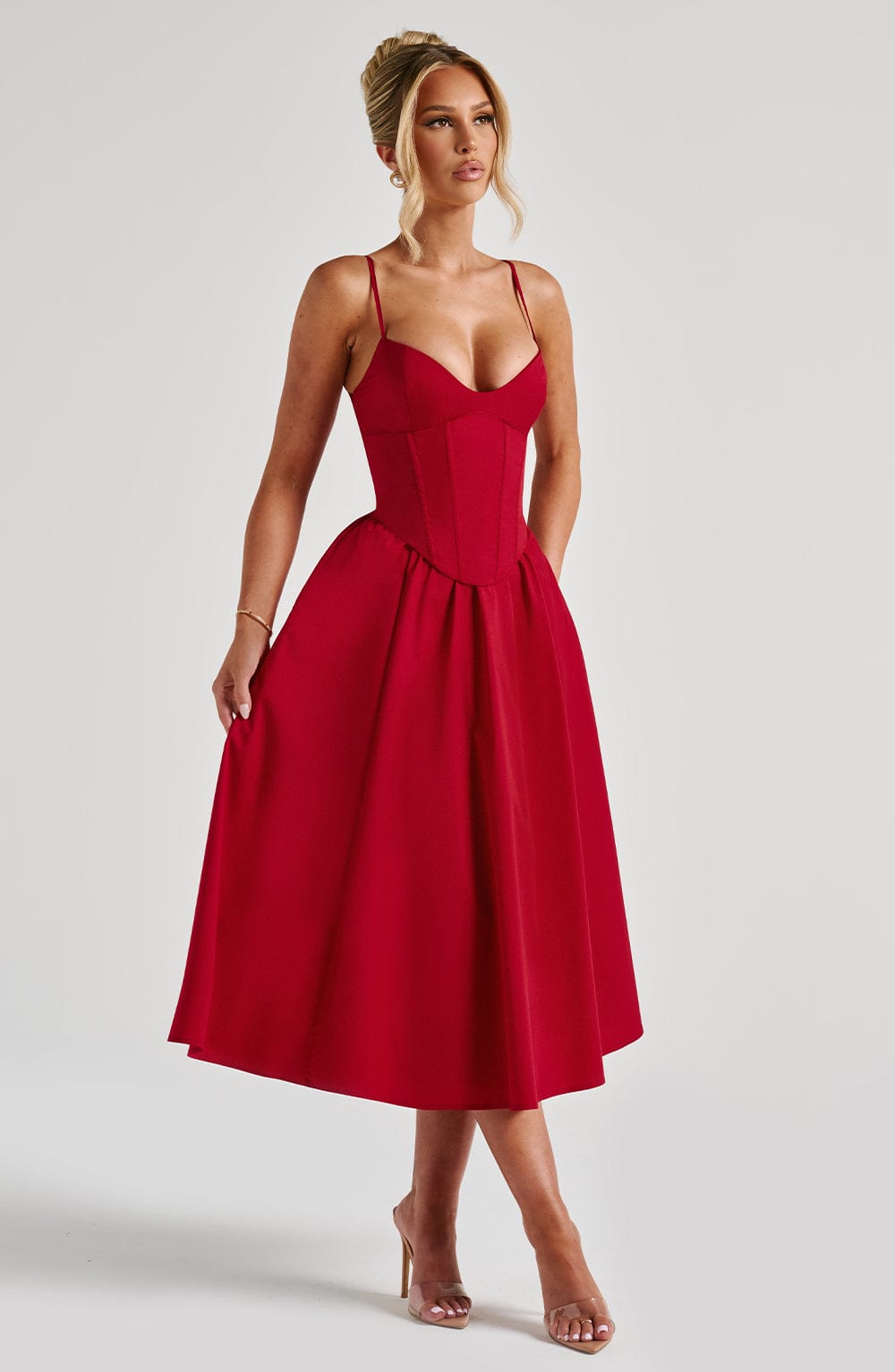 Rosie Midi Dress - Red
