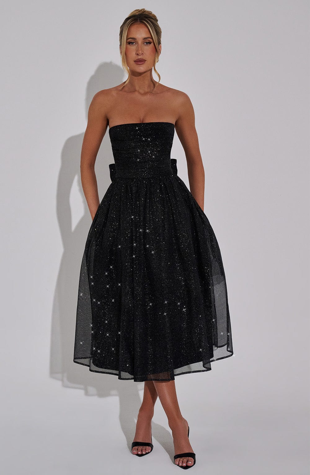Harriet Midi Dress - Black Sparkle
