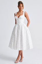 Natalie Midi Dress - White Multi Floral Print