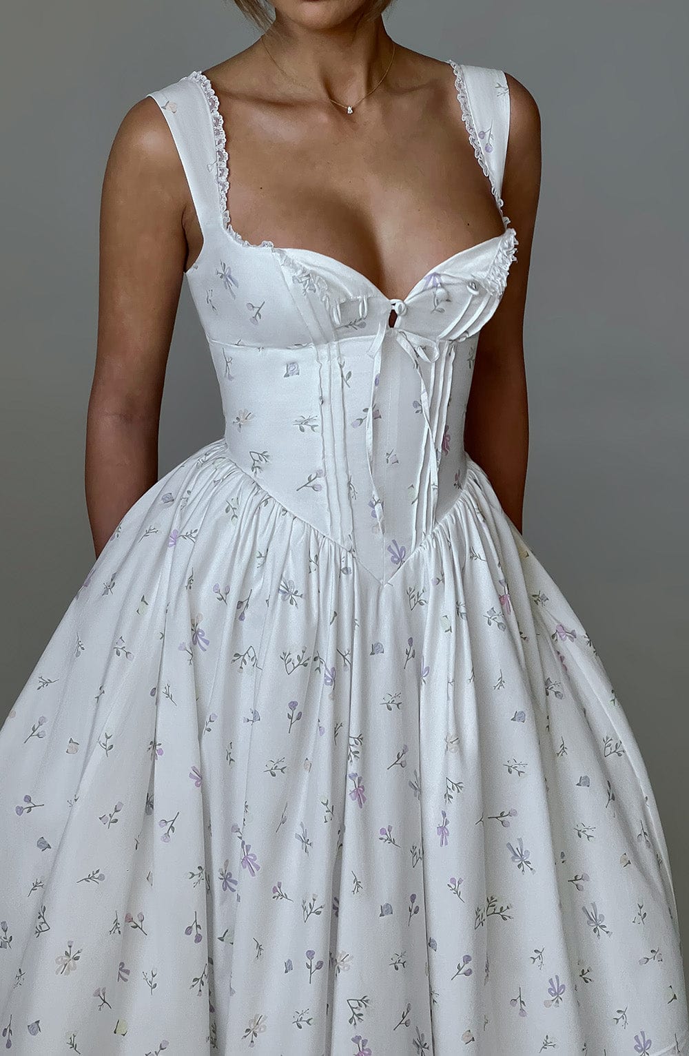 Natalie Midi Dress - White Multi Floral Print