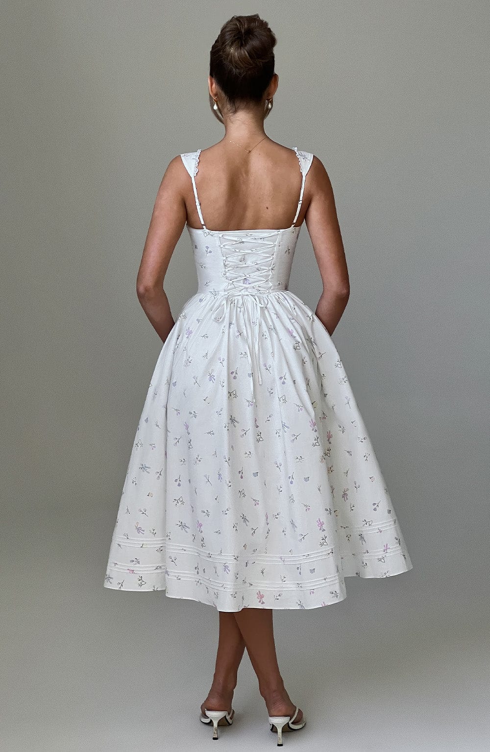 Natalie Midi Dress - White Multi Floral Print