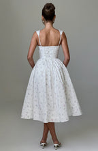 Natalie Midi Dress - White Multi Floral Print