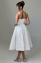 Natalie Midi Dress - White Multi Floral Print
